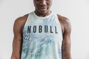 Nobull High-Neck Women's Tank Tops Green Floral | Australia (JX4820)